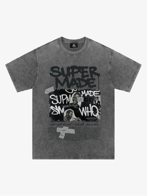 Streetwear Graffiti Character Collage Graphic T-Shirt 