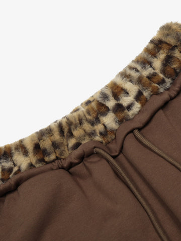Retro Double-Waist Leopard Patch Barrel Pants - 2564 