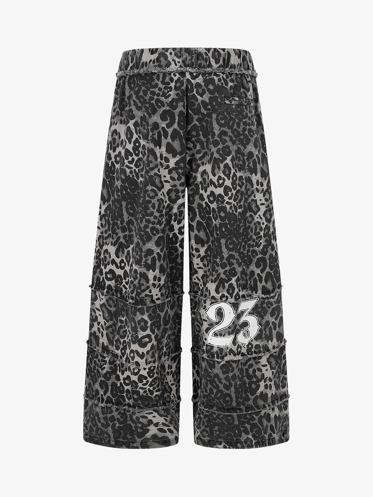Cropped-Hose mit Leopardenmuster – Weites Bein, Baumwollmischung mit offenem Saum