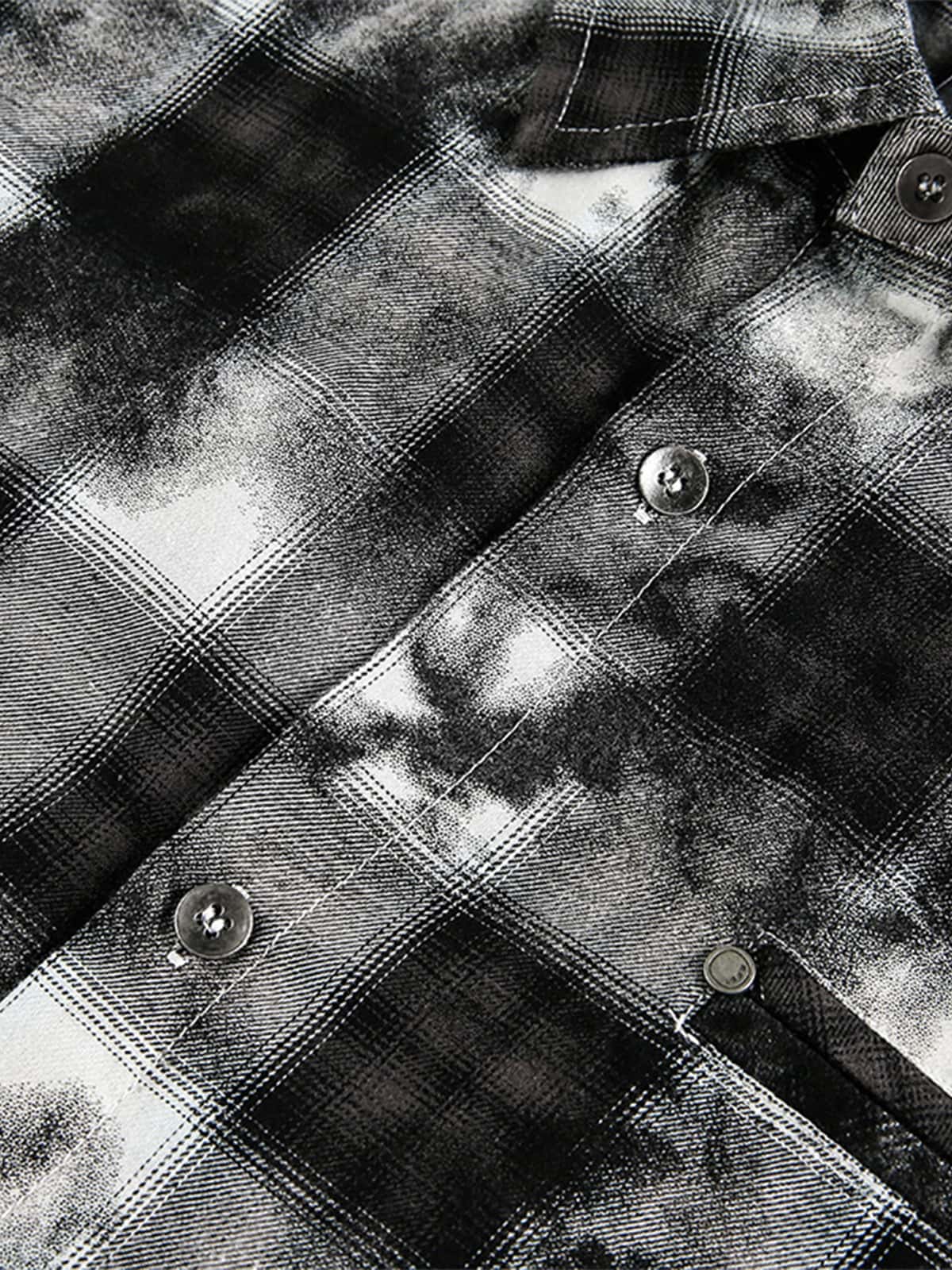 Vintage Wash Plaid Spray Dye Raw Hem Shirt 