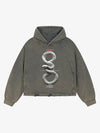 Vintage Washed Snake Appliqué Pullover Hoodie 