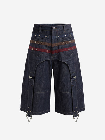 Vintage Shorts mit weitem Bein und Sternenbesatz
