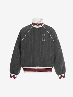 Retro Color-Blocked Striped Stand-Collar Tracksuit 