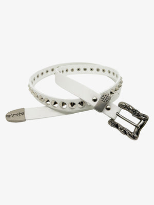 Gothic Cross Studded PU Leather Belt with Alloy Buckle 