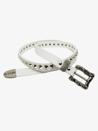 Gothic Cross Studded PU Leather Belt with Alloy Buckle 