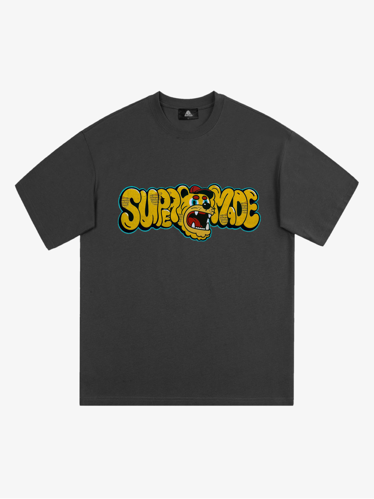 Street Graffiti Trendy Tiger Head Font T-Shirt 