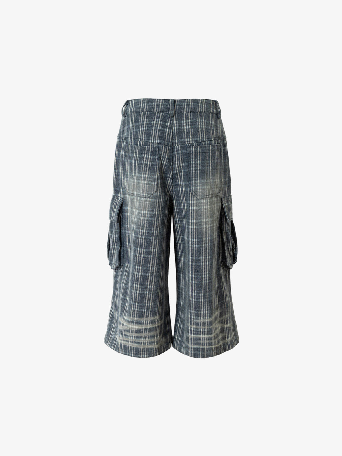 Karierte Cargo-Shorts mit weitem Bein