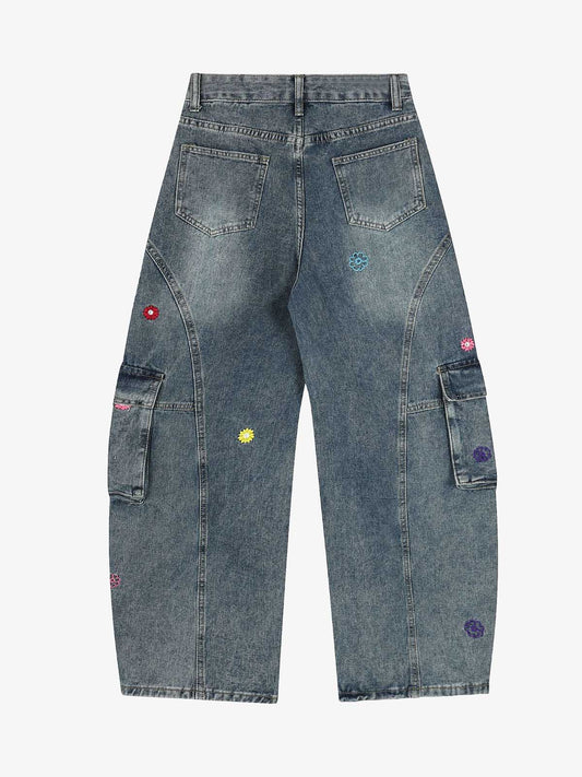 Vintage Embroidered Workwear Doll-Decorated Scimitar Jeans 