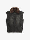 Vintage Leopard Print Fleece Zip Up Vest 