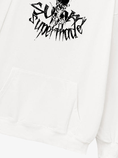 Gothic Devil Graphic Washed Hoodie 