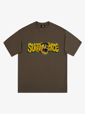 Street Graffiti Trendy Tiger Head Font T-Shirt 