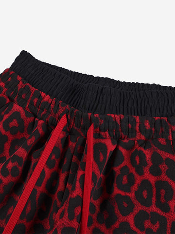 Contrast Leopard Patchwork Casual Pants