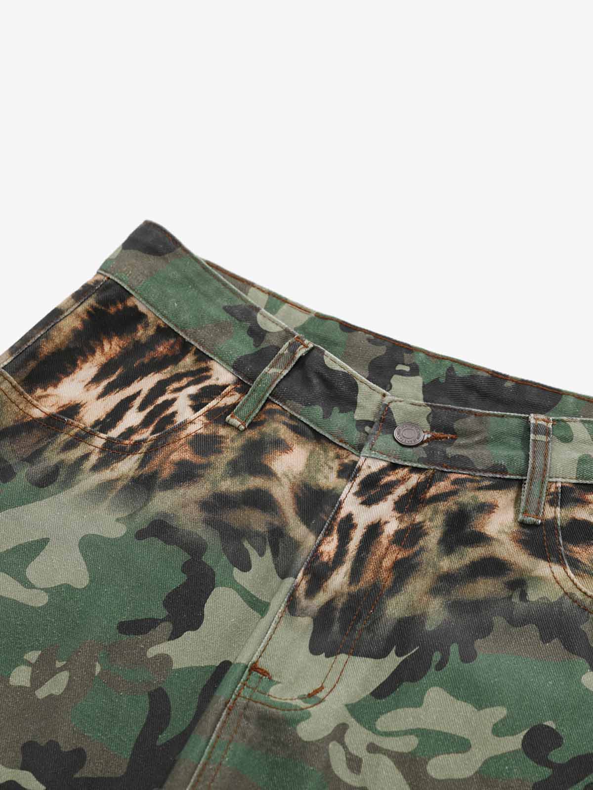 Camouflage-Leoparden-Patchwork-Cargohose