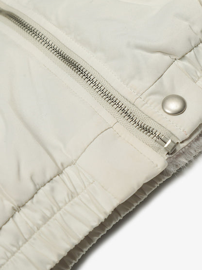 Faux Fur Collar Zipper Padded Bomber Jacket 