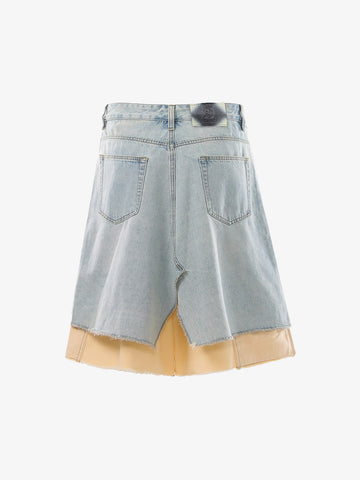 Shorts aus geripptem Denim im Zweiteiler-Look