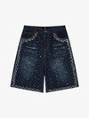 Jeansshorts mit Perlenstickerei