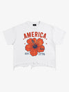 Acid-Wash-T-Shirt mit Rissen und Blumenmuster