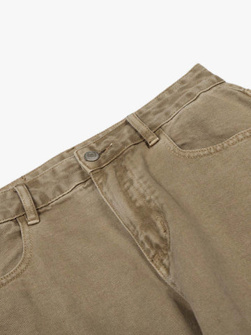 Curved Barrel Leg Inner Pleat Utility Jeans 
