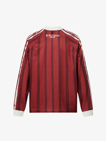 Retro Striped 88 Print Graphic Jersey Long-Sleeved T-Shirt - 2618 