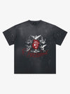Distressed T-shirt With Ink Splatter Pattern Protecting The Heart Of Football 