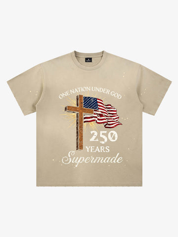 Cross Flag Graphic Washed T-Shirt 