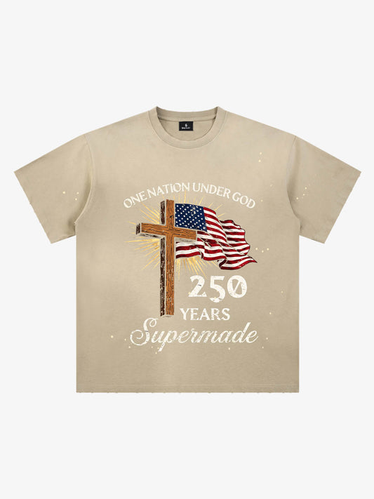 Gewaschenes T-Shirt mit Kreuzflaggenmotiv