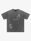 Vintage Washed Pearl Letter Graphic T-Shirt 