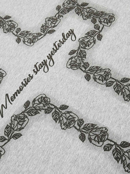 Rose Cross Slogan Graphic T-Shirt 