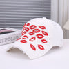 Red Lip Embroidery Distressed Baseball Cap 