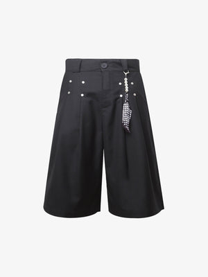 Pleated Design Pendant Decoration Baggy Shorts - 2482 