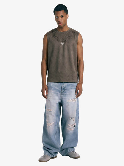 Suede Thorn Embroidered Vest 