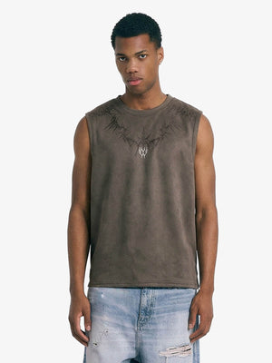 Suede Thorn Embroidered Vest 