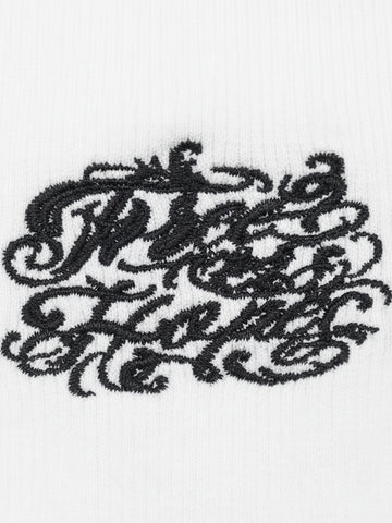 Gothic Lettering Embroidered Ribbed Vest - 2522 
