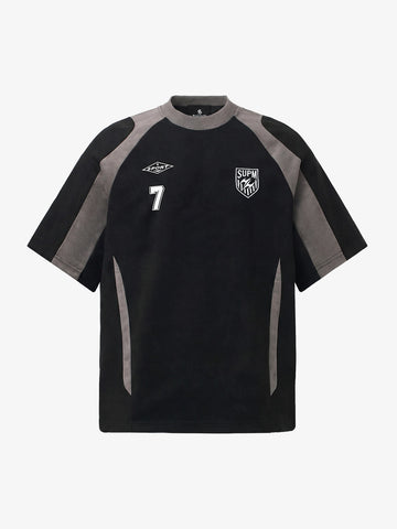Suede-Touch Embroidered Sport Color-Block T-Shirt 