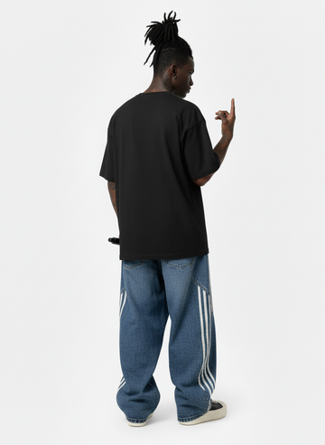 Contrast Side Stripe Denim Barrel Jeans - 2504 