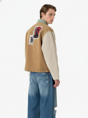 Punk Retro Collage Print Distressed Heavy Jacket - 2539 