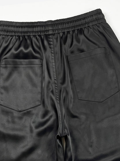 High-Waist Satin Wide-Leg Pants