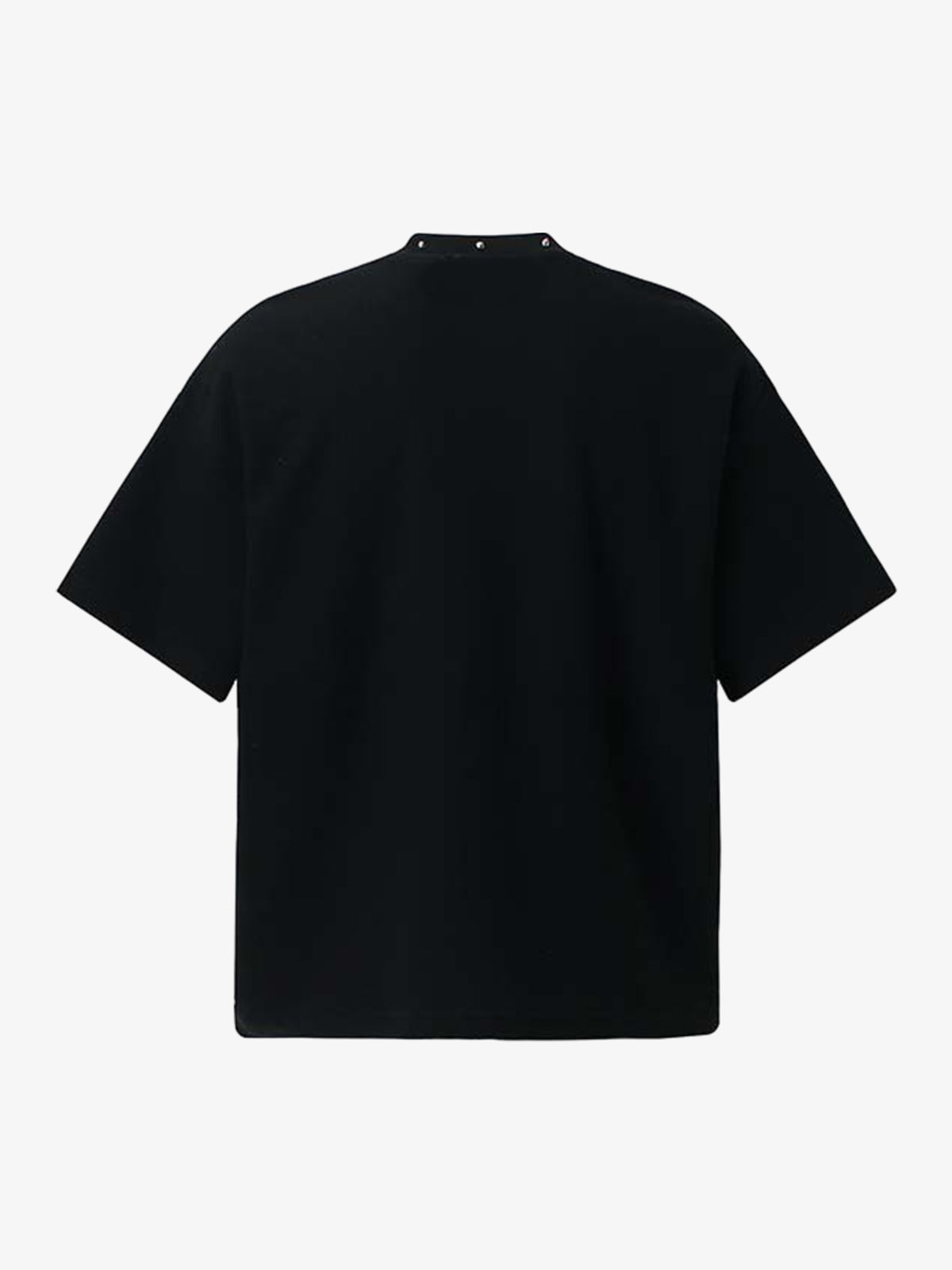 Waffelpiqué-T-Shirt mit Nietenkragen und Kreuzmuster