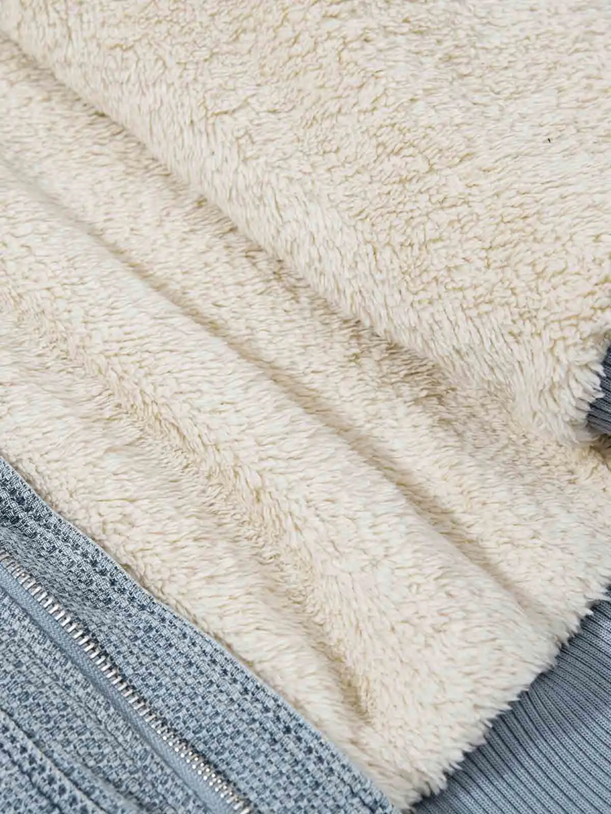 Washed Embroidered Fur-Lined Denim Bomber Jacket 
