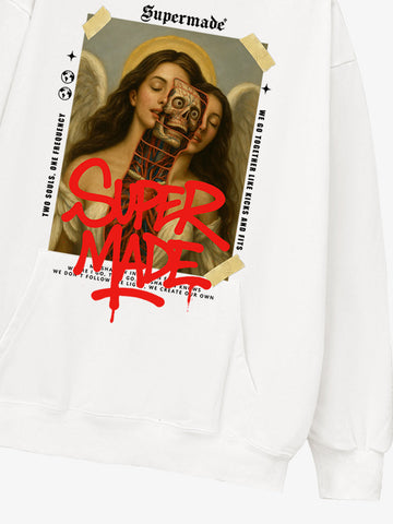 Skull And Face Two Soul Pattern Hoodie 