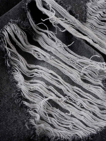 Jeansshorts mit doppeltem Bund und Rissen