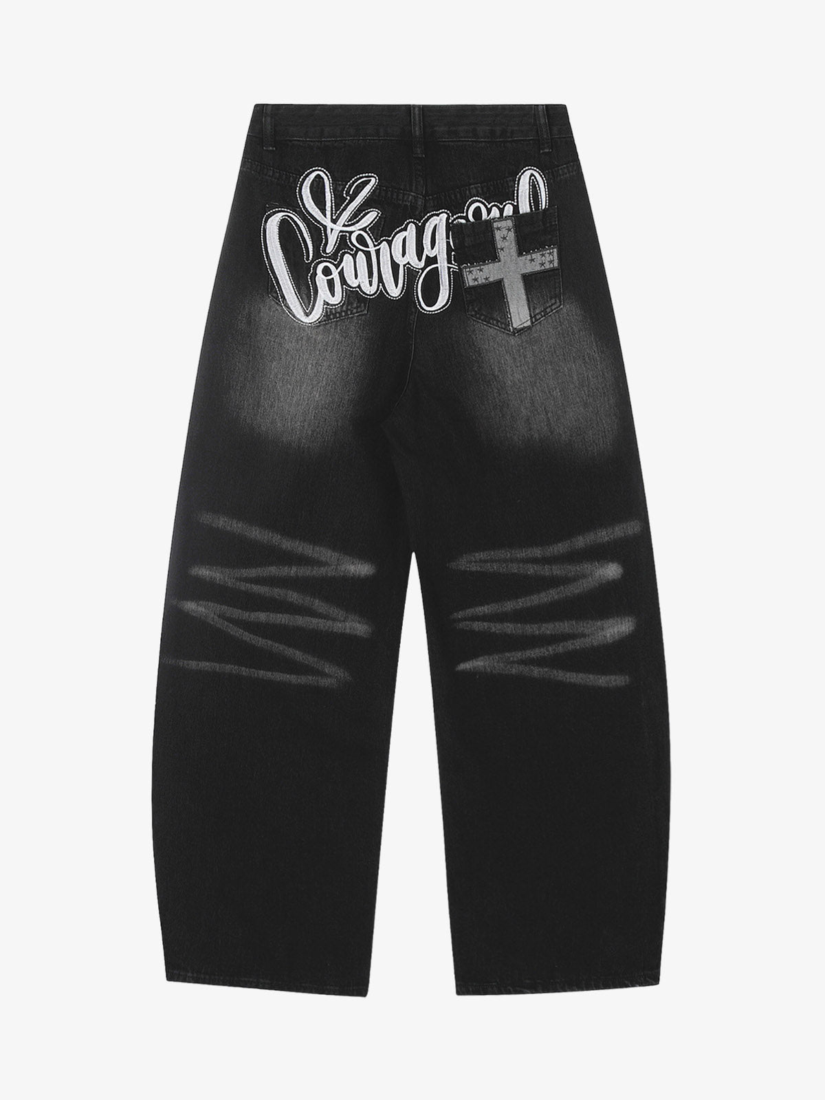 Vintage Embroidered Cross Washed Scimitar Jeans 