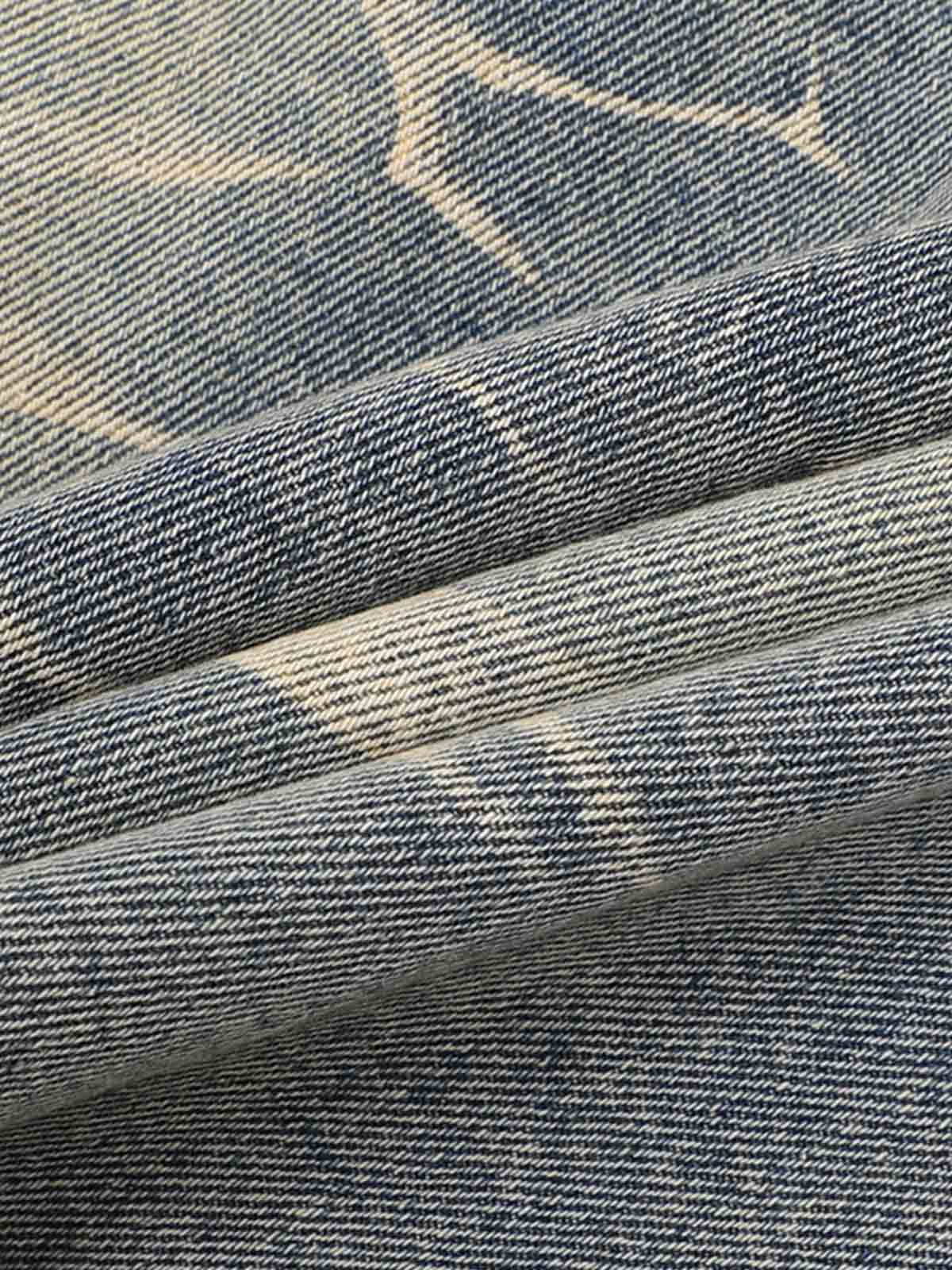 Washed Black Branch Print Deconstructed Denim Set 