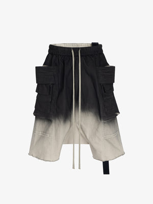 Faux Leather Gradient Cargo Shorts