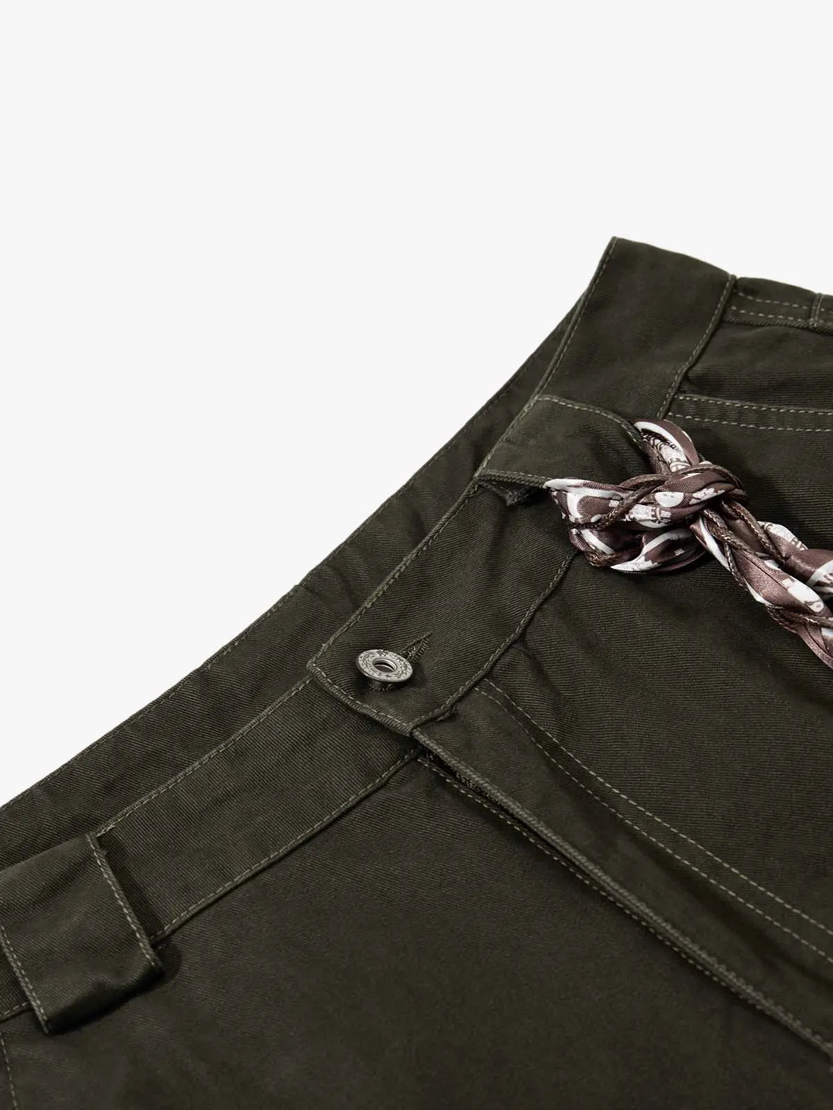 Draped Fabric Accessories Deconstructed Wide Leg Cargo Pants 