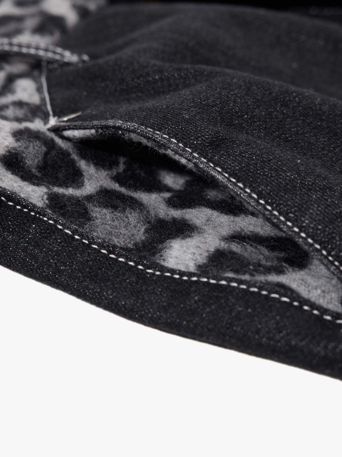 Vintage Leopard Print Waistband Patch Baggy Jeans - 2635 