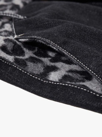 Vintage Leopard Print Waistband Patch Baggy Jeans - 2635 