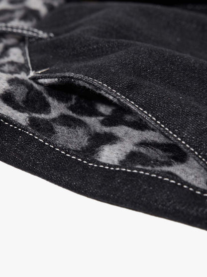 Vintage Leopard Print Waistband Patch Baggy Jeans - 2635 
