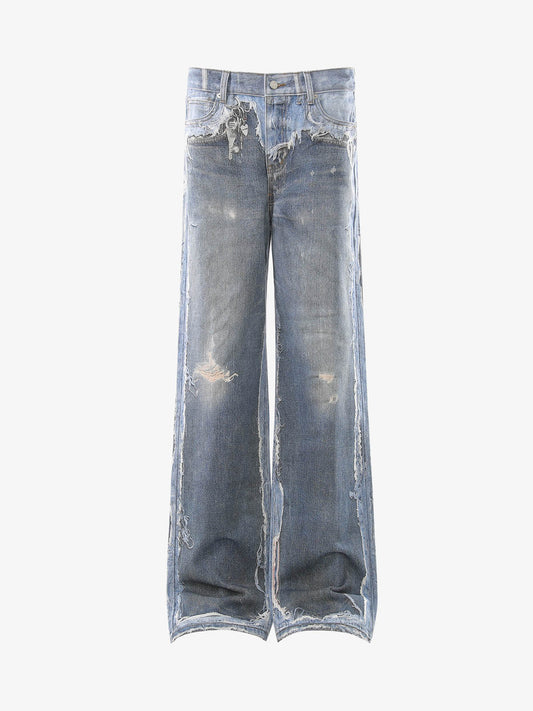 Vintage Jeans mit Used-Look und weitem Bein