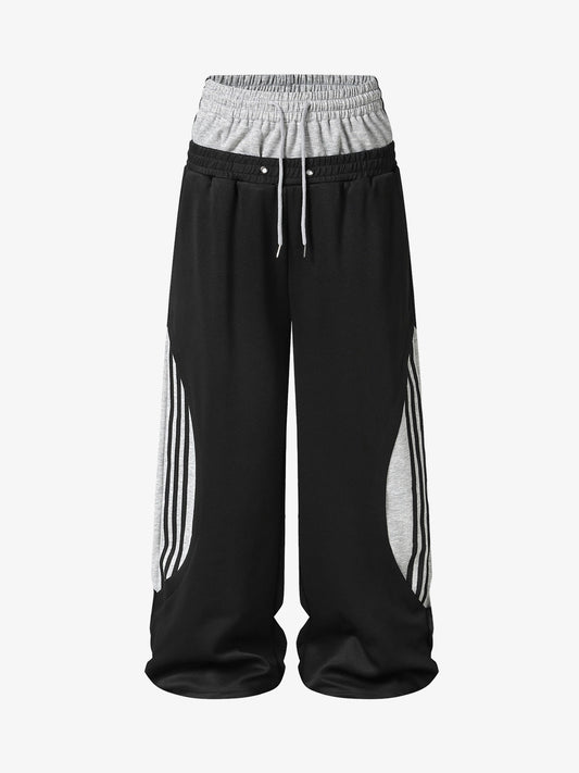 Jogginghose mit doppeltem, geschichtetem Bund und weitem Bein